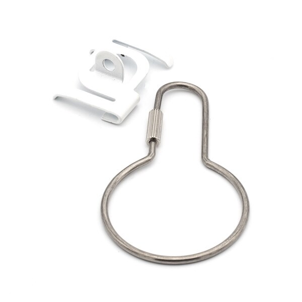 Secure Twist Ceiling Hook Kit | White Painted Steel | With Threaded Locking Pear Clip | Fits 3/32in Hole