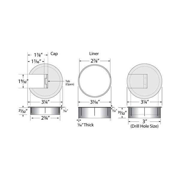 3in Drill Hole | Round Wire Management Grommet