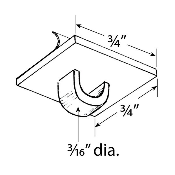 White 3/4" X 3/4"Styrene 3/16" Ceiling Loop W/ Adhesive Back