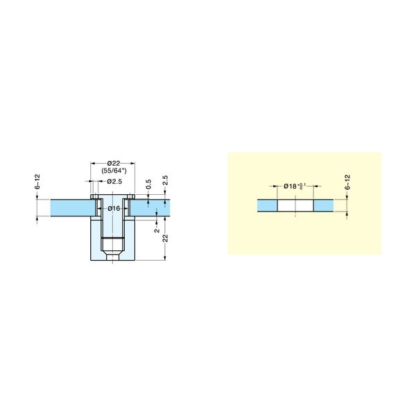 Sugatsune PoInteriorfix + 22 Glass Standoff | 7061VA Series