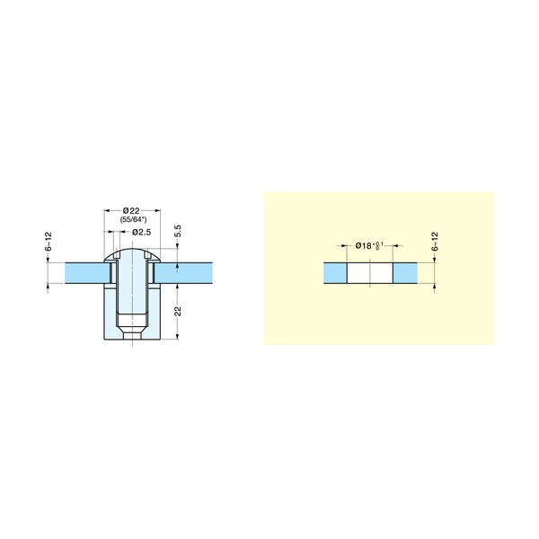 Sugatsune PoInteriorfix + 22 Glass Standoff | 7062VA Series