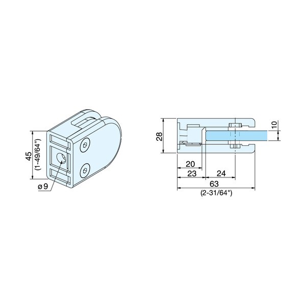 Sugatsune Glass Clamp (Stainless Steel) | 9303VA2 Series