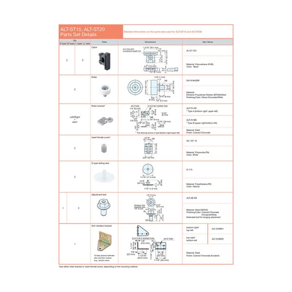 Sugatsune Overlay Pocket Door Systems Slides for 1 Door Ranging from 19-11/16" to 63" High