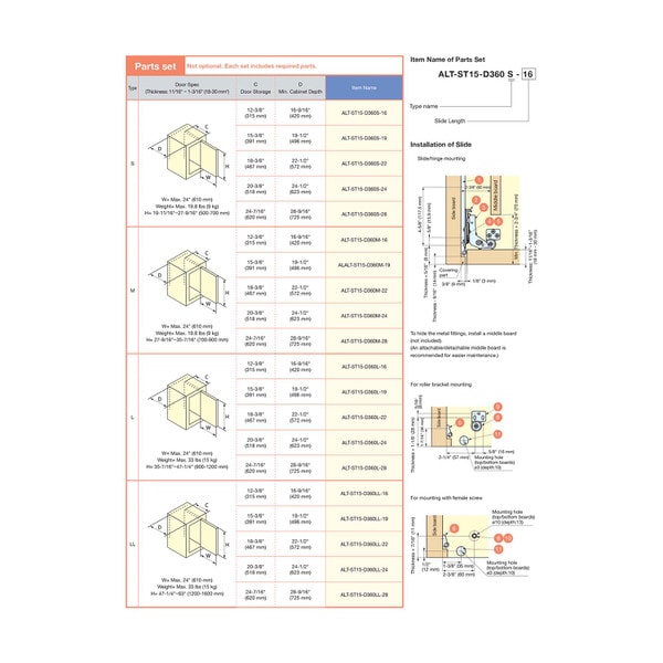 Sugatsune Inset Pocket Door Systems Slides for 1 Door Ranging from 19-11/16" to 63" High