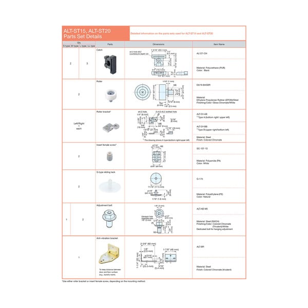 Sugatsune Inset Pocket Door Systems Slides for 1 Door Ranging from 19-11/16" to 63" High