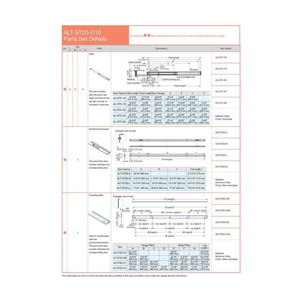 Sugatsune Overlay Pocket Door Systems Slides for 1 Door Ranging from 31-1/2" to 94-1/2" High