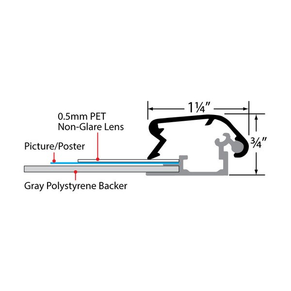 Lockable Aluminum Snap Frame 22" X 28" Silver Anodized