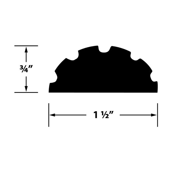 3/4in Thick x 1-1/2in W x 8ft Long | Half Round Column