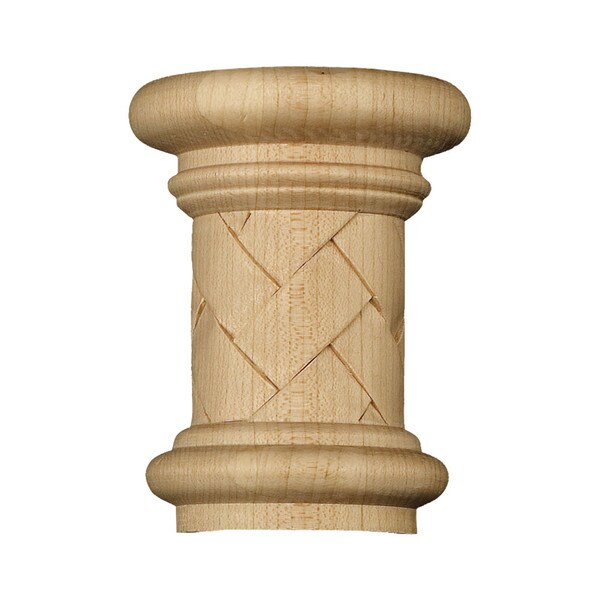 4in W x 5-3/8in H | Solid Hardwood | Weaved Universal Cap or Base