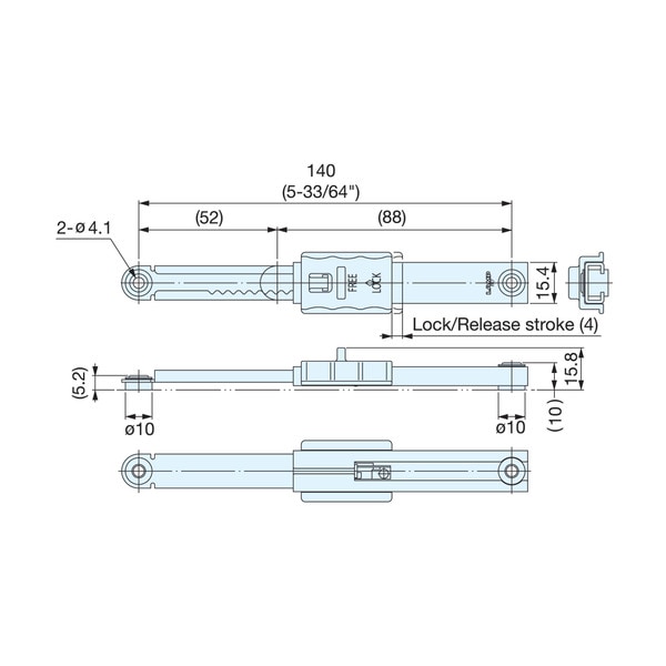 Sugatsune 5-33/64" Long Stainless Steel Mini Lid Stay with Lock | L-FS140 Series