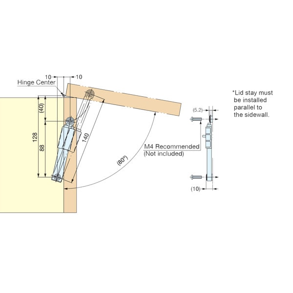 Sugatsune 5-33/64" Long Stainless Steel Mini Lid Stay with Lock | L-FS140 Series