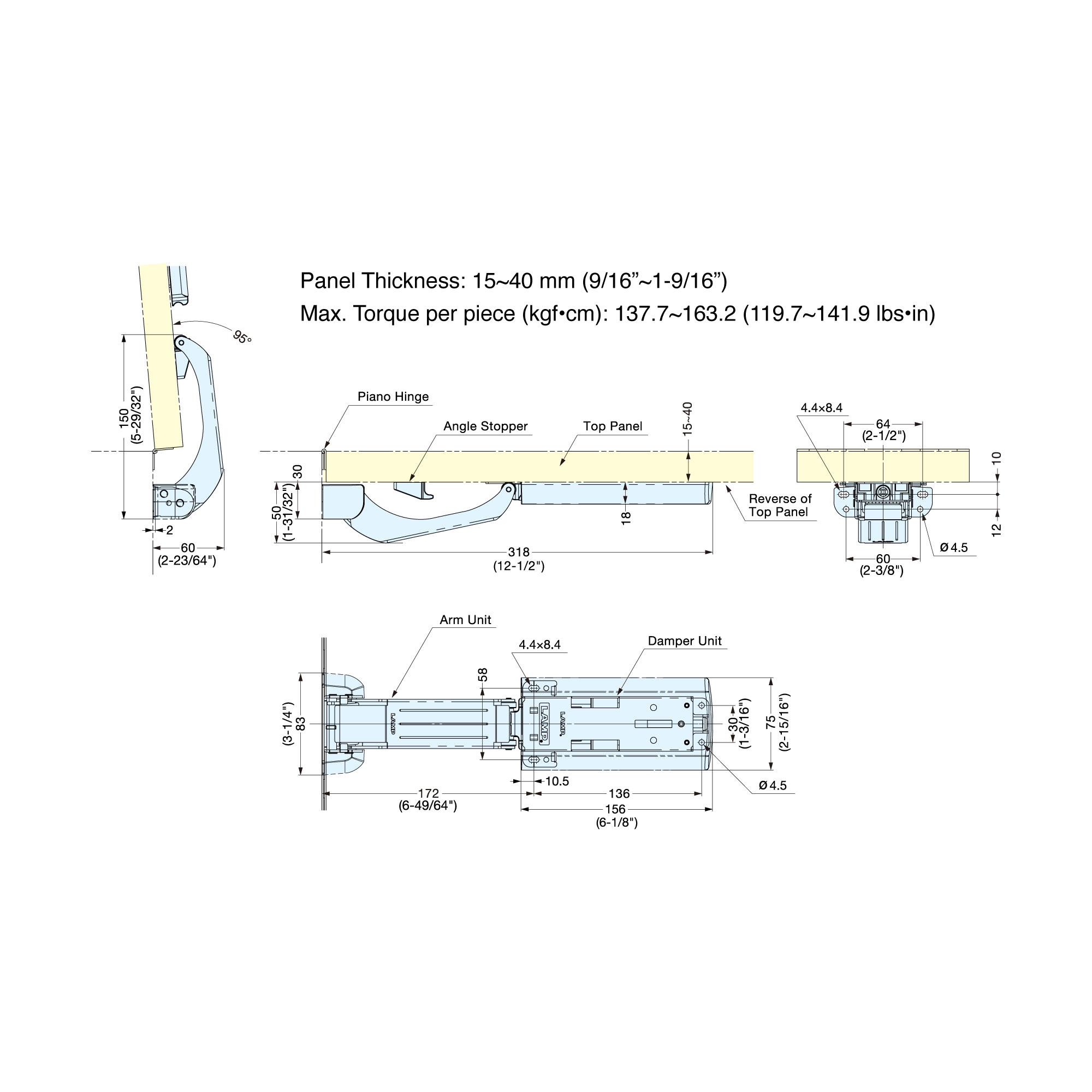 Lift Assist Damper with Stopper | LAD-ST-H