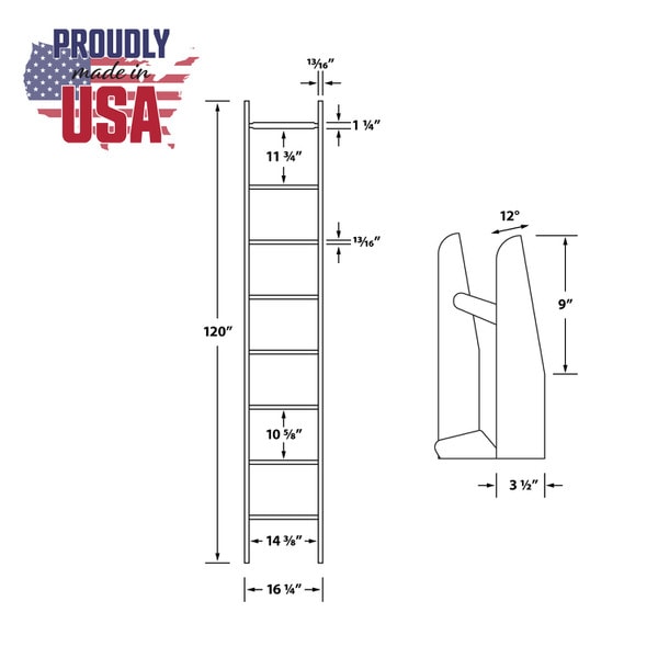 10' High x 16" Wide Unfinished Cherry Staingrade Wood Unassembled Library Ladder