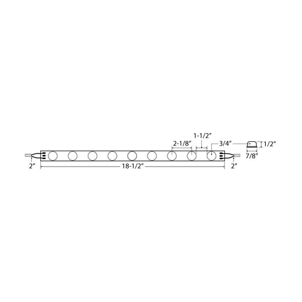 SEG LED Side Light 18-1/2" Length with 9 Modules | Cool White 6000K-7000K 8 Watts|2000-2100 Lumens Per Foot 24V UL