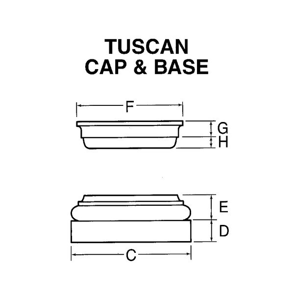 22' High x 20" Diameter Plain Round Tapered Fiberglass Structural Column with Tuscan Style Capital and Base