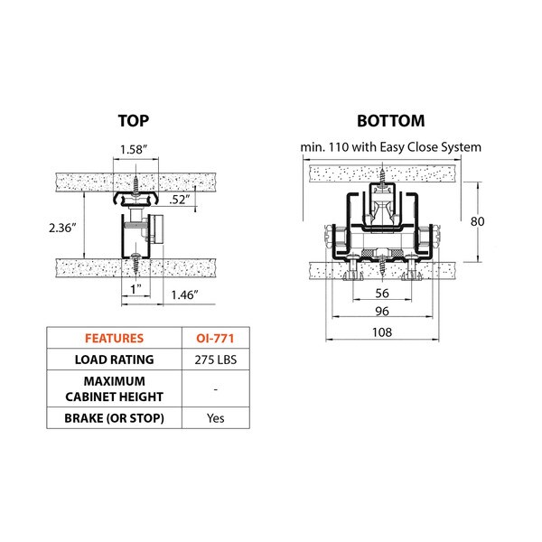 15-Full Extension Pull-Out Pantry System, Chrome, 5243-14N CR