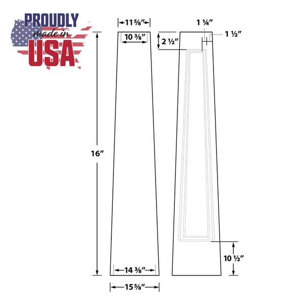 5' High x 16" Wide PVC Recessed Panel Tapered PVC Craftsman Series Column