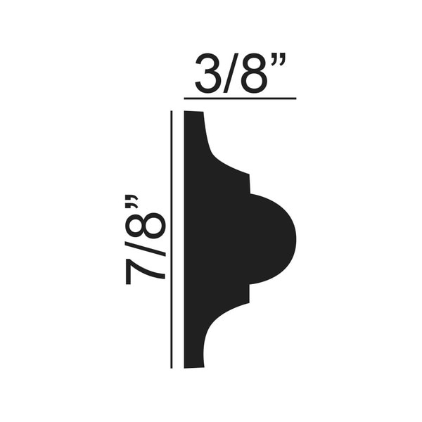 7/8in H x 3/8in Proj | Primed White High Impact Polystyrene Astragal Panel Moulding