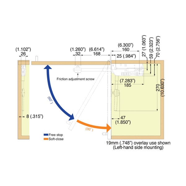 Sugatsune Heavy Duty Right Soft Closing Lift Stay