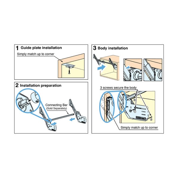 Sugatsune Upward Opening Soft Closing Lid Stay | SLU-ELAN-M4 Series