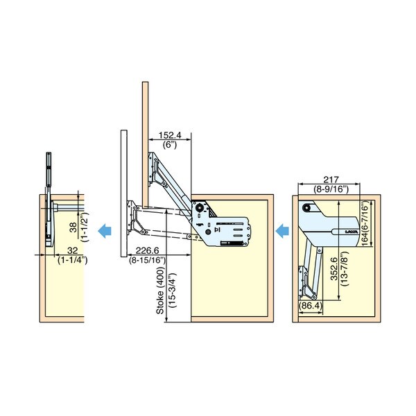 Sugatsune Upward Opening Soft Closing Lid Stay | SLU-ELAN-L4 Series