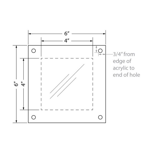 6"W X 6"H Economy Wall Sign Kit W/ 4 Standoffs