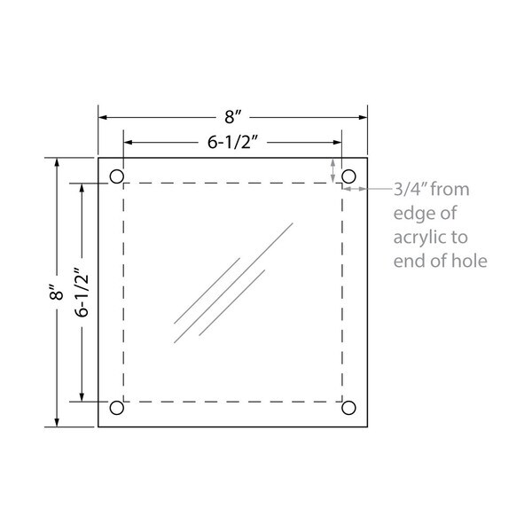 8"W X 8"H Economy Wall Sign Kit W/ 4 Standoffs