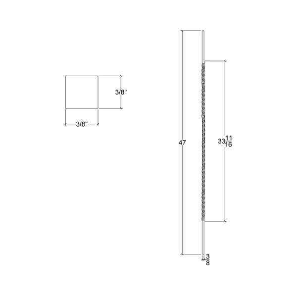 3/8" x 47" Long Wrought Iron Square Twisted Bars