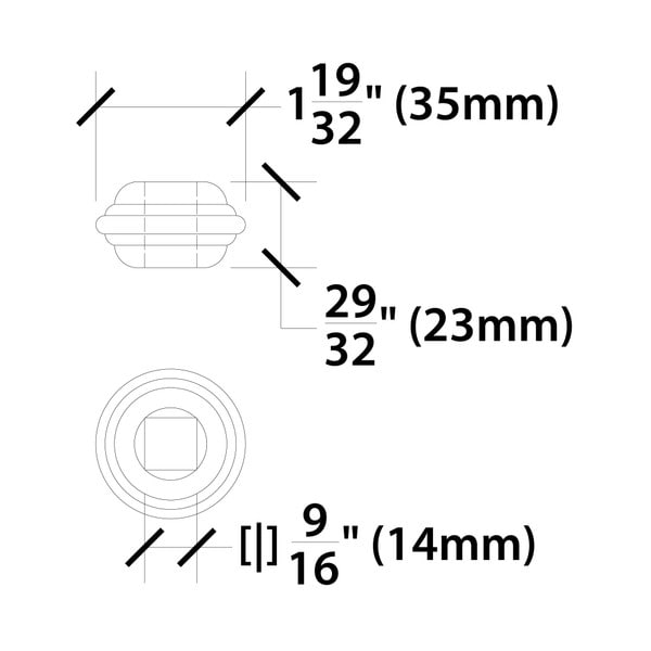 1-9/16" x 7/8" Bushing With A 9/16" Diameter Square Hole