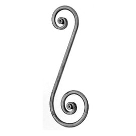 1/2" Dia x 4-3/4" W x 14-3/16" H Wrought Iron Scroll