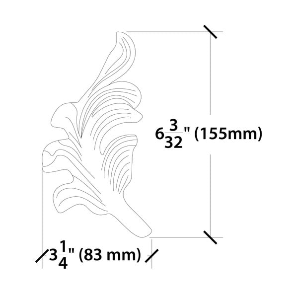 Forged Leaf, Left 3-1/2" x 6-1/8"