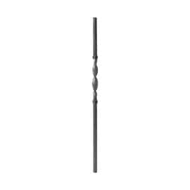 1-3/16 Square x 43-1/4" H x 11-1/2" Wrought Iron Newel Post-12-1/2" Twist